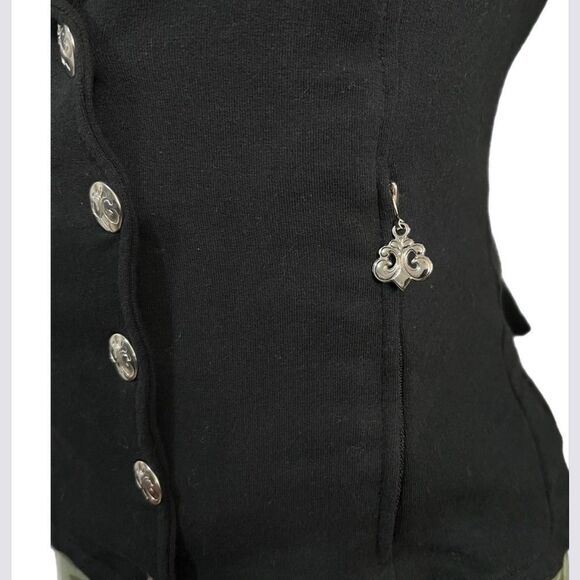 Dereon NWOT Stylish Hoodie Full Zip & Snap Closure Long Sleeve Small Black - Picture 5 of 7